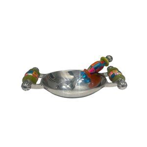 Colorful Aluminum Bowl & Spoon Set With Multicolor Handles Made In India Decorat